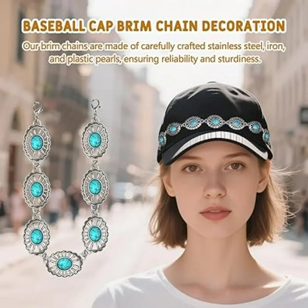 Hat Brim Chains for Women's Baseball Caps 3 Style in set‎ Western Cowgirl
